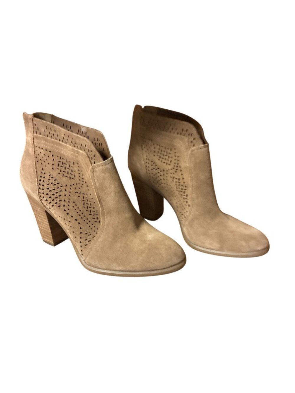Vince Camuto FRASITTA Brown Moss Verona Suede Cutout Ankle Booties Size 9M